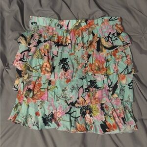 Vibrant Floral Ruffle Mini Skirt - Multicolor